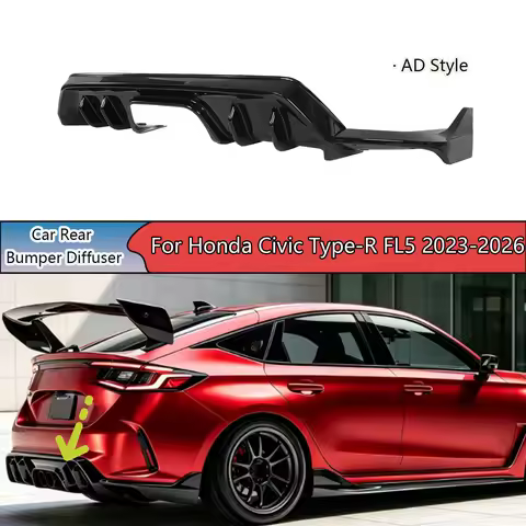For Honda Civic Type-R FL5 2023 - 2026 Car Rear Bumper Diffuser Glossy Black/Carbon Fiber Style Auto