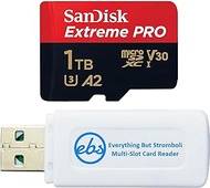 SanDisk 1TB Extreme Pro MicroSD Memory Card with Adapter Works with GoPro Hero 9, Hero 8, Max 360 - U3 V30 4K A2 Class 10 (SDSQXCZ-1T00-GN6MA) Bundle with 1 Everything But Stromboli Micro Card Reader