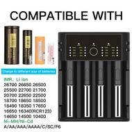 通用電池充電器 4 槽適用於 Ni-MH Ni-Cd AA AAA C 鋰離子 LiFePO4 IMR 18650 26650 電池  Universal Battery Charger 4 bays for Ni-MH Ni-Cd AA AAA C Li-ion LiFePO4 IMR 18650 26650 Battery