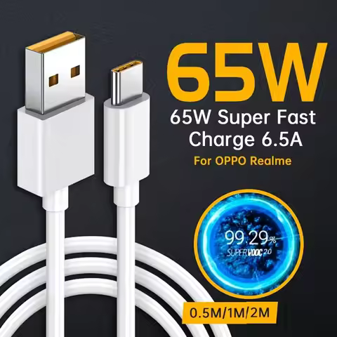 65W Super VOOC USB C Cable Fast Charging Type-C Cable for Oppo Realme GT Neo3 GT2 GT2 Pro Q5 Pro 9 P