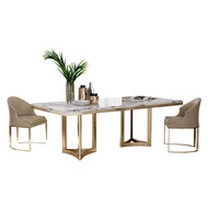 Nordic marble dining table and chair combination rectangular simple post-modern port light luxury li