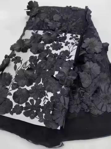 Black flower lace fabric bridal wedding gown dress lace fabric 130cm width lace sell by yard and oth