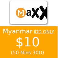 M1 Maxx IDD Myanmar $10 (50 Mins 30D)