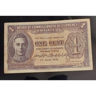 1941 1c 1 cent Malaya vf KGVI