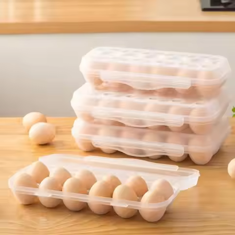 Practical Plastic 12/18 Grids Egg Tray Snap-on Anti-collision Egg Storage Box Stackable with Lid Fri