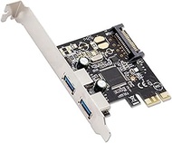 Syba SD-PEX20158 PCI Express Card x1 with USB 3.0 Type A 2 Ports Super speed and 15-Pin Power Connec