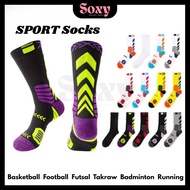 SOXY Mid Cut Premium Thick Sports Socks For Basketball Football Takraw Hiking Running Jogging Stokin