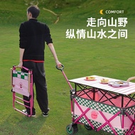 Influencer Pink Camping AR6YY Universal Portable Folding Table Simple Stall Small Cart Camping Car O
