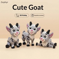Zephyr 3D Printed Articulated Goat Figurine Movable Joints Eco-friendly PLA Material for Home Deskto
