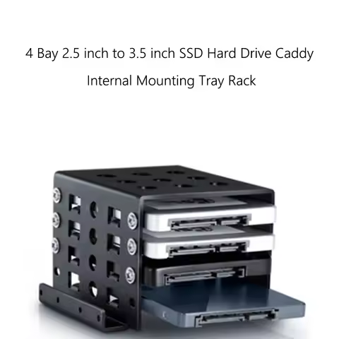 4 Bay 2.5 inch to 3.5 inch Adapter Bracket SSD Hard Drive Enclosure Caddy Tray Desktop Chassis Inter