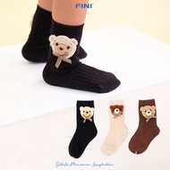 FINI Premium, Fashion Children's Socks with 3D Teddy Bear Motif, Size SML, 5120