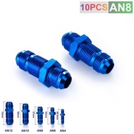 AN8 AN-8 MALE THREAD STRAIGHT BULKHEAD FLARE BLUE ALUMINUM ANODIZED FITTING