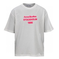 26SS ACNE STUDIOS Pink Flocking Letter Short Sleeve T-Shirt