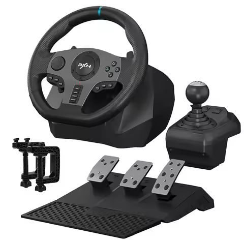 PXN V9 Gaming Racing Wheel pc Steering Wheel With Pedals and Shifter 270/900° Dual-Motor Feedback Dr