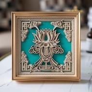 梯木疊雕-妙蓮|新中式擺件玄關酒櫃創意客廳家居裝飾品喬遷禮物