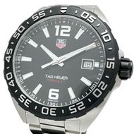 二手豪TAG HEUER) WAZ1110 一級方程式男士不鏽鋼石英腕錶，黑色錶盤，銀色錶帶
