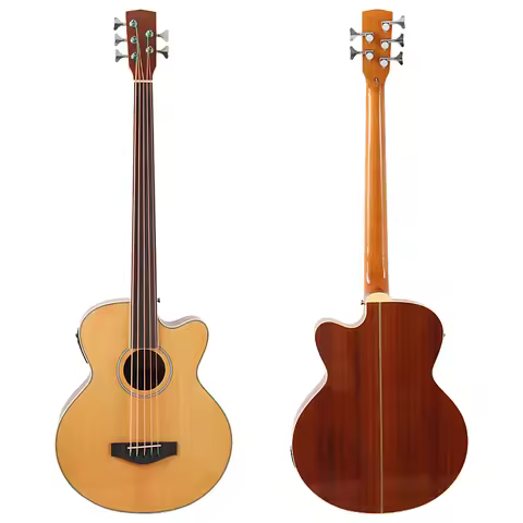 43 Inch Fretless Electric Acoustic Bass Guitar 5 String High Gloss Acoustic Bass Folk Guitar With EQ