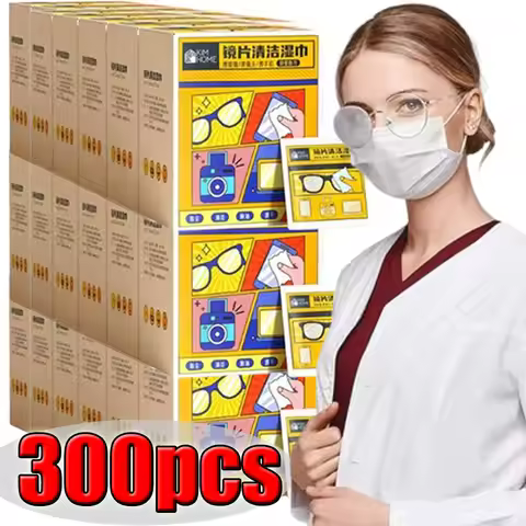10-300PCS Eyeglass Cleaning Wipes Disposable Anti Fog Lens Pads Quick Dry Streak Free for Glasses Ca