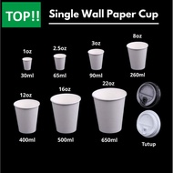 [50pcs]Thick Single Wall Paper Cup 8oz 12oz 16oz 22oz + Lid Coffee Paper Cup 8oz 12oz 16oz 22oz/Food