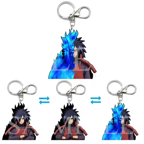NARUTO Madara Susanoo Motion Key Chains Acrylic Keychains Bag Pendant Car Keyring Anime Peripheral G
