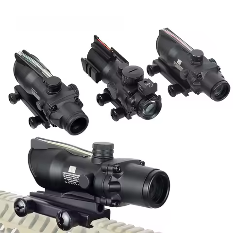 Tactical 4X32 Magnifier 1x32 Fiber Optics Red Green Illuminated Glass Etched Reticle Hunting Riflesc