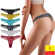 6 pcs Lace Low Waist Panties for Women GString Underwear Female Briefs T-back Seamless Thongs