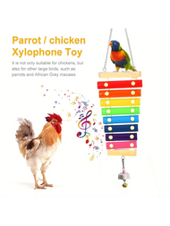 1入隨機顏色木製木琴玩具,適用於鸚鵡和鳥類-有趣且刺激的鳥籠飾品