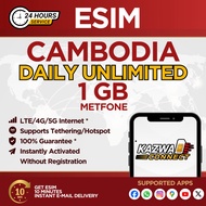 eSIM Cambodia Daily Unlimited 1GB Data | eSIM Activated Instantly