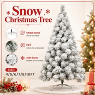 Snow Christmas Tree 4-10 FT PET Flocked Pine Needle Trees Simple Installation Xmas Decorations