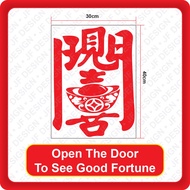 [3M016]Quality Sticker Open The Door To See Fortune [30cm x 40cm][Sticker Cutting][3M Reflective / G