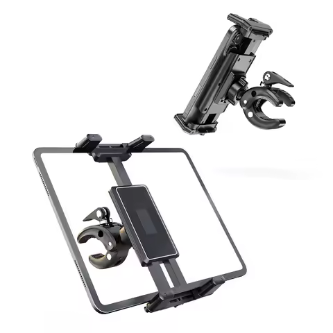 Phone and Tablet Holder for Treadmill/Spin Bike/Stroller/Wheelchair/Golf Cart/Poles/Music Stand/Stat
