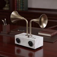 Speaker Ornament Marble-Pattern Speaker Statue Decor Modern for Living Room, Study