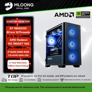 MLOONG Custom Gaming/Live Streaming/Design/Office Desktop PC | R7 9800X3D RX 7800XT 16G,32GB DDR5