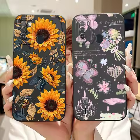 For Itel s16 S16 Case Sunflower Cartoon Flower Print Soft Silicone Phone Cover For Itel Vision 1 Pro
