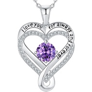 Jewelry for Women Wife Infinity Heart Birthstone I Love You Necklace S925 Anniversary Women Necklace