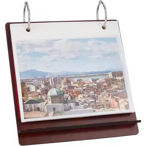 1Set Desktop Photo Album Wood Tabletop Flip Calendar Style Photo Frame Stand Up Scrapbook Album Phot