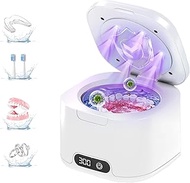 Ultrasonic Retainer Cleaner with UV, 300ML, 49kHz, Dental Cleaning Pod for Dentures, Aligners, Night