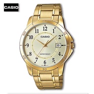 Velashop Casio นาฬิกาข้อมือผู้ชาย สีทอง สายสแตนเลส รุ่น MTP-V004G-9BUDF (หน้าทอง), MTP-V004G-9B, MTP