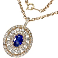 Pre-owned women's necklace featuring a 1.134ct sapphire and a 1.56ct diamond in 18K pink gold, 5.9g,