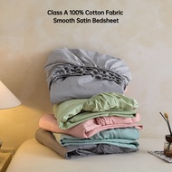[2026 New Design] Class A 100% Cotton Bedsheet Smooth Satin Bedsheet Jacquard Plaid Mattress Cover S