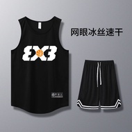 [New Products Ready Stock] 3X3 Summer New American Basketball Sports Vest Men Quick-Drying Fitness T