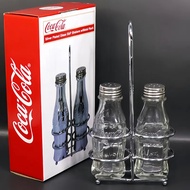 Coke glass seasoning bottle 6 hole seasoning jar, pepper salt bottle, with a bracket, a set of 2