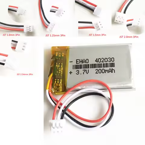 3.7V 200mAh LiPo Rechargeable Battery 402030 + JST 1.0/1.25/1.5/2.0/2.54mm 3pin Plug For Handheld GP