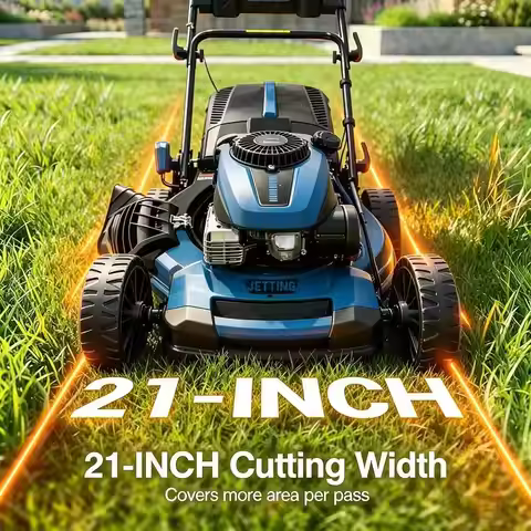 201cc 4-Stroke 2800RPM Self-Propelled Gas Lawn Mower, 21" Cutting Deck Gas Powered Hand Push Lawn mo