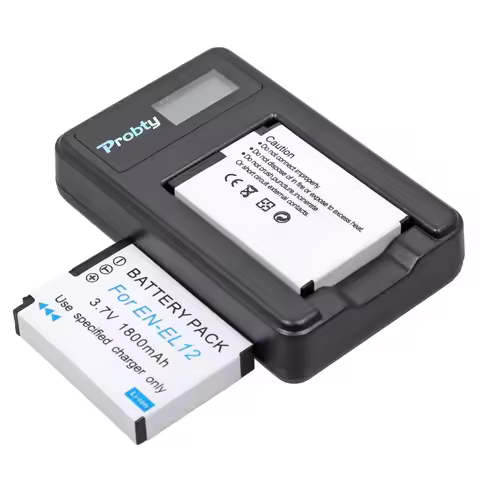 2Pcs Probty EN-EL12 EN EL12 + USB LCD Charger for NIKON Coolpix AW100 AW110 AW120 S9900 S9700 S9500 