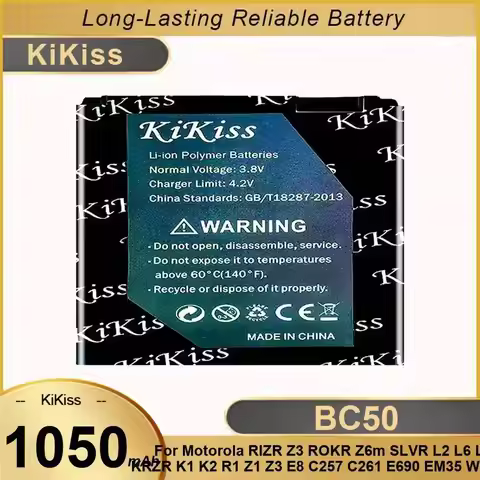 Battery BC50 1050mAh For Motorola Moto Rizr Z3 Rokr Z6m Slvr L2 L6 L7 Krzr K1 K2 R1 Z1 Z3 E8 C257 C2