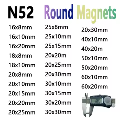 Round Micro Magnets 16x8 16x10 16x20 18x10 20x8 20x10 20x15 20x20 20x25 20x30 25x10 25x30 60x10 30x3