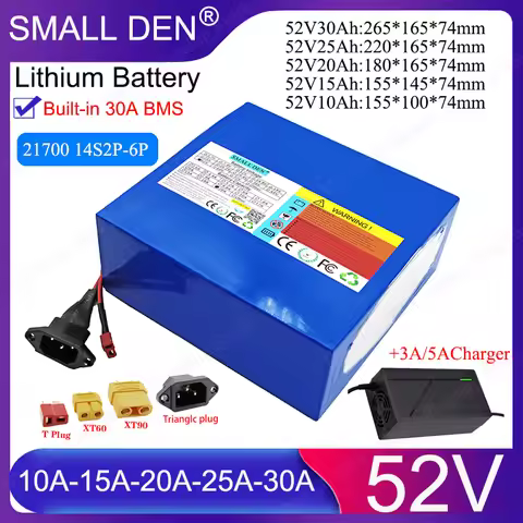 New 52V 30Ah 20Ah 10Ah 21700 14S2P-6P Lithium Battery Pack 1500W Power Tool Outdoor Backup Batteries