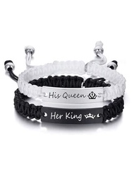 2 Pulseras De Parejas Para Mujeres Y Hombres, Pulseras De King Y Queen Para Hombres, Regalo Perfecto Para Novias En El Día De San Valentín