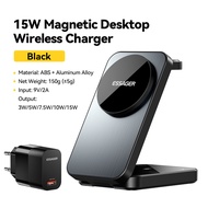 Essager ที่ชาร์จแบบไร้สายชาร์จเร็วแบบ3-In-1 15W ปลอดภัยแท่นวางโทรศัพท์พับได้ที่ชาร์จสำหรับไอโฟน12 13